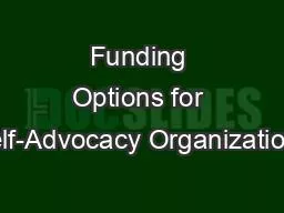 Funding Options for Self-Advocacy Organizations