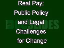 Real Jobs for Real Pay: Public Policy and Legal Challenges for Change