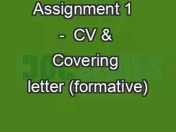 Assignment 1  -  CV & Covering letter (formative)