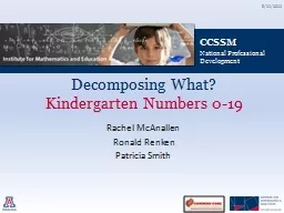 Decomposing What?   Kindergarten Numbers 0-19