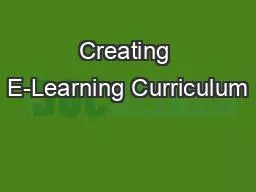 Creating E-Learning Curriculum