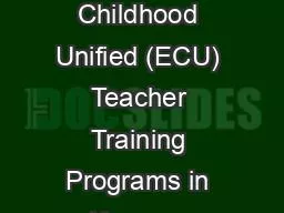 Understanding Early Childhood Unified (ECU) Teacher Training Programs in Kansas: Meeting Standards