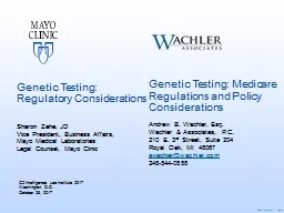 Genetic Testing:  Regulatory Considerations