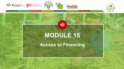 MODULE 15 Access to Financing