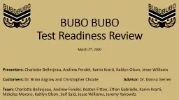 BUBO  BUBO   Test Readiness Review