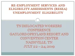 RE-EMPLOYMENT SERVICES AND ELIGIBILITY ASSESSMENTS (RESEA)