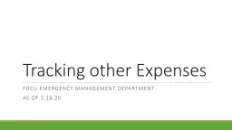 Tracking other Expenses FGCU Emergency Management Department