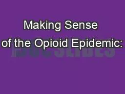 Making Sense of the Opioid Epidemic: