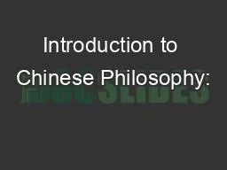 Introduction to Chinese Philosophy: