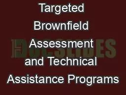 Ohio EPA Targeted Brownfield Assessment and Technical Assistance Programs