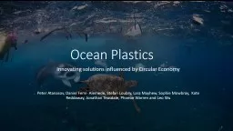 Ocean Plastics Innovating solutions influenced by Circular Economy