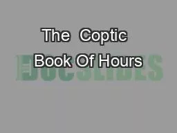 The  Coptic  Book Of Hours