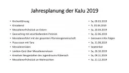 Jahresplanung der  KaJu  2019