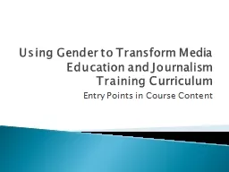 Using Gender to Transform Media Education and Journalism Training Curriculum