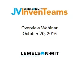 Overview Webinar October 20, 2016