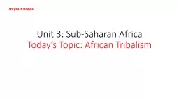 Unit 3: Sub-Saharan Africa