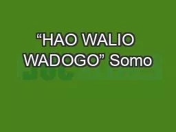 “HAO WALIO WADOGO” Somo