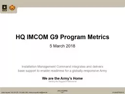 HQ IMCOM G9  Program Metrics