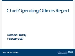 Chief Operating Officers Report