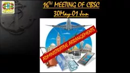 16 TH  MEETING OF CBSC 30May-01 Jun