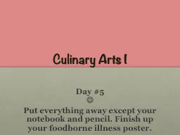 Culinary Arts  I Day #5 