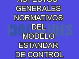 ASPECTOS  GENERALES NORMATIVOS DEL MODELO ESTANDAR DE CONTROL
