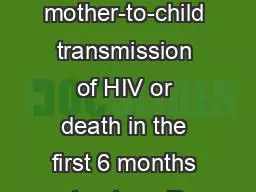 Highest risk of mother-to-child transmission of HIV or death in the first 6 months postpartum: Resu