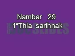 Nambar   29 1“Thla  sarihnak