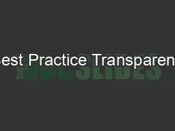 „Best Practice Transparenz“