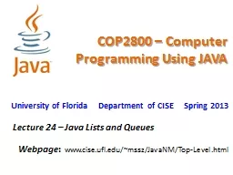 COP2800 – Computer Programming Using JAVA