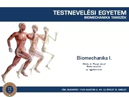 Biomechanika I. Oktató: dr. Tihanyi József