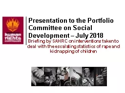 Presentation to the Portfolio Committee on Social Development – July 2018