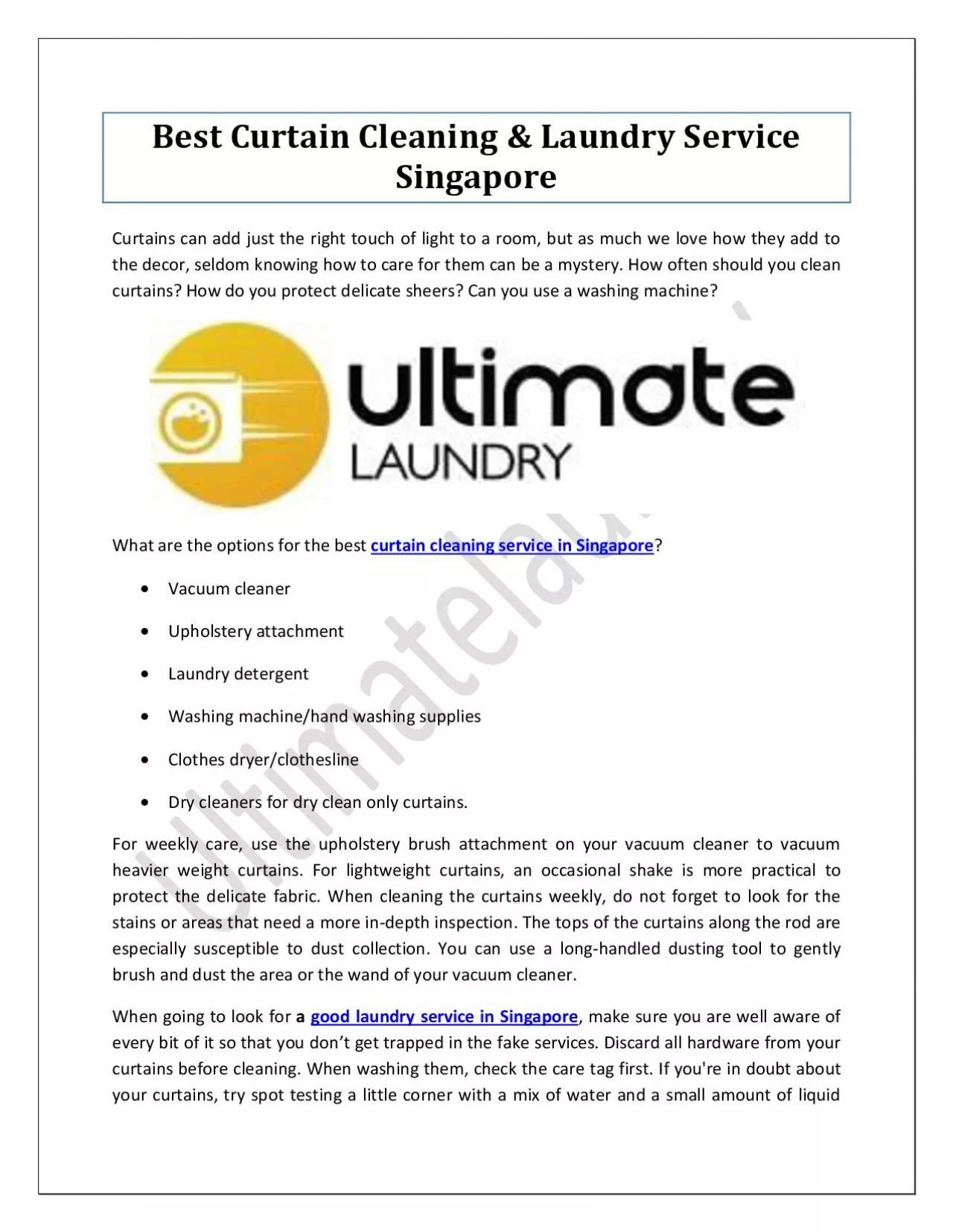 PDF-Best Curtain Cleaning & Laundry Service Singapore