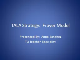 TALA Strategy:   Frayer  Model