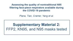 Assessing the quality of nontraditional N95 filtering face-piece respirators available during the C