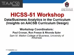 HICSS-52 Workshop Data/Business Analytics in the Curriculum
