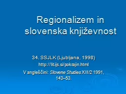 Regionalizem in slovenska književnost