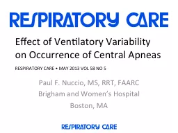 Effect of Ventilatory Variability on Occurrence of Central Apneas