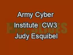 Army Cyber Institute  CW3 Judy Esquibel