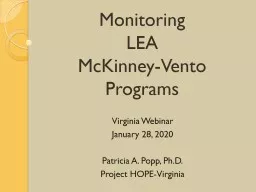 Monitoring  LEA  McKinney-Vento Programs