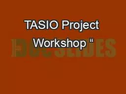 TASIO Project Workshop “