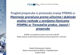 Pregled preporuka iz proizvoda znanja PPBWG-a: