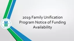 2019 Family Unification Program Notice of Funding Availability
