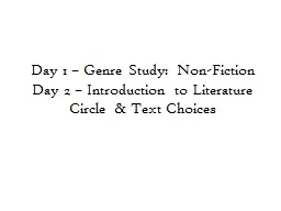 Day 1 – Genre Study: Non-Fiction