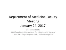 Department of Medicine Faculty Meeting