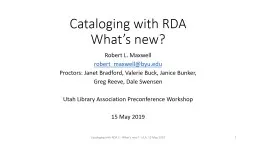 Cataloging with RDA What’s new?