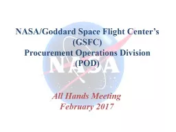NASA/Goddard Space Flight Center’s (GSFC)