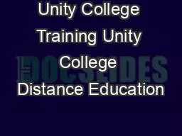Unity College Training Unity College Distance Education