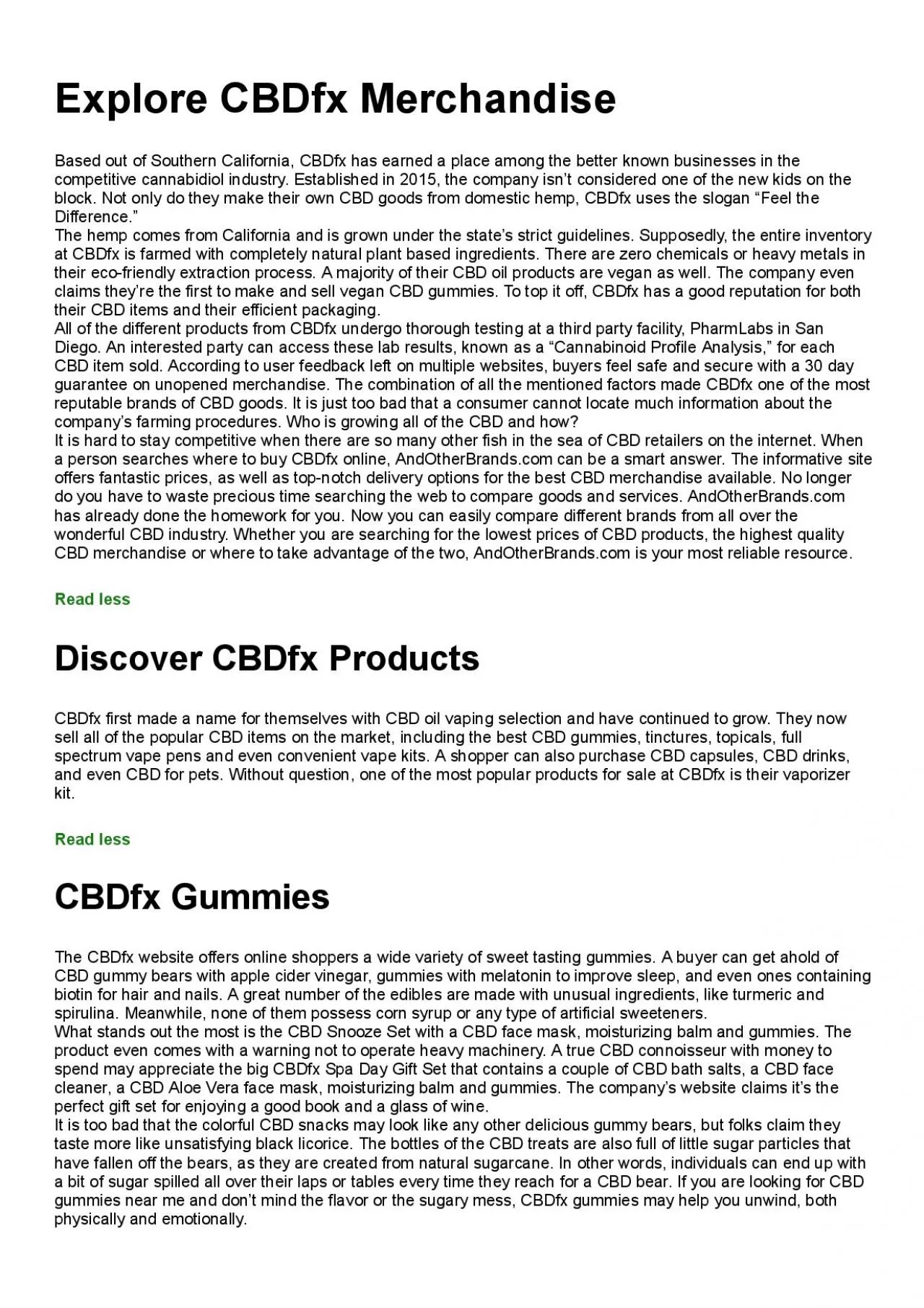 PDF-CBDfx Products: CBDfx Gummies, CBDfx Oil Tinctures