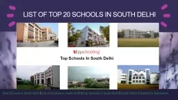 List of Top 20 Schools in South Delhi